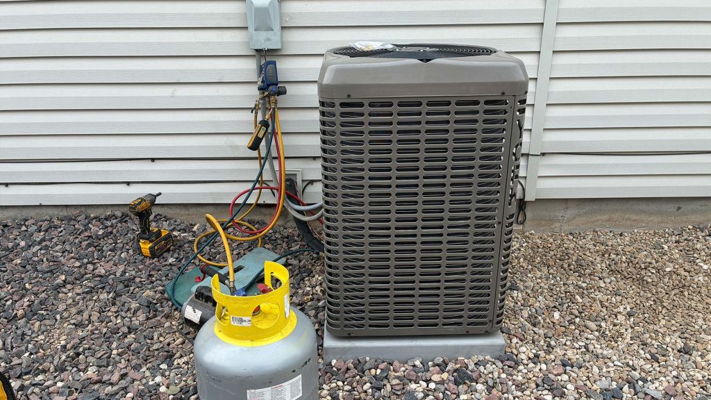 A/C unit in process of installation