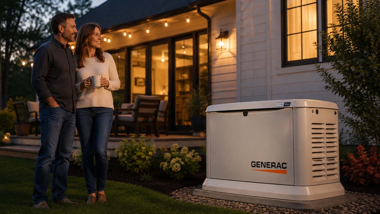 Couple viewing their installed generator