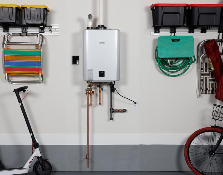 Tankless water heater in garage